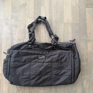 Black Foxy Jeans Nylon Duffle Bag Weekender Carryall Bag Zebra Interior